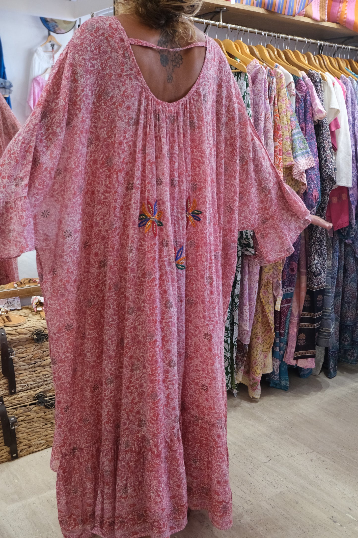 VERONIKA RED & PINK WITH EMBROIDERY