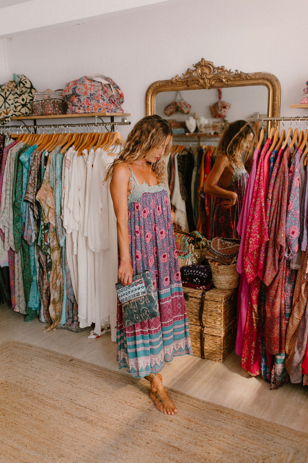 Ambre Long Dress Vintage print flowers