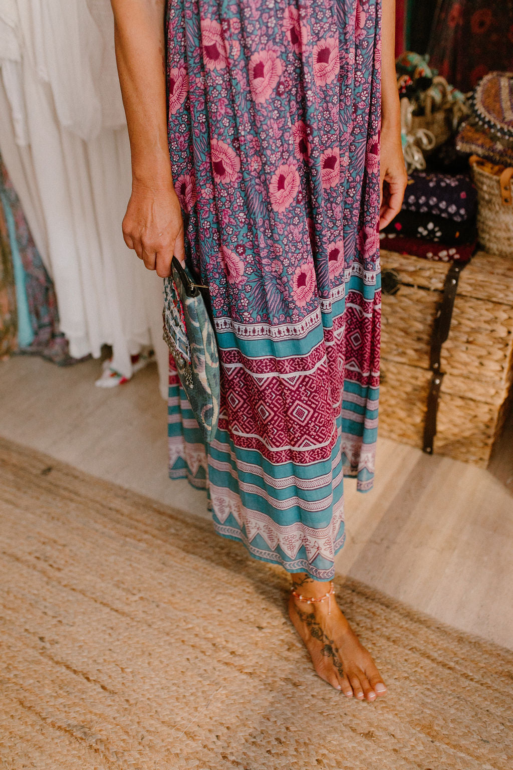 Ambre Long Dress Vintage print flowers