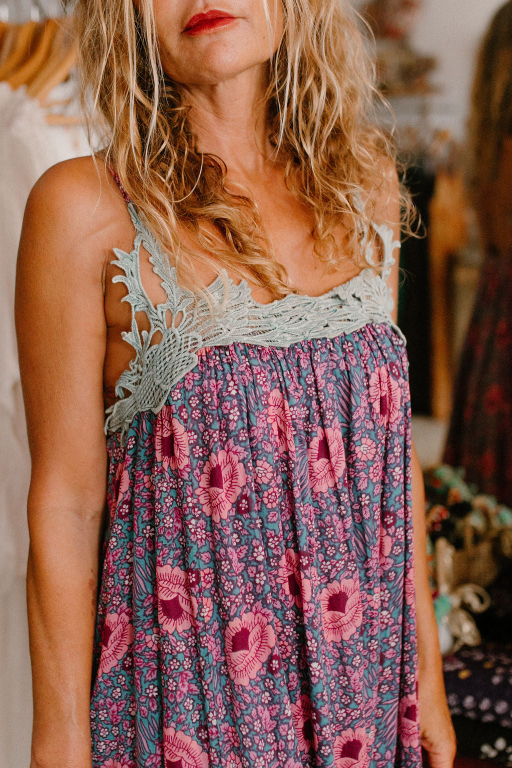 Ambre Long Dress Vintage print flowers
