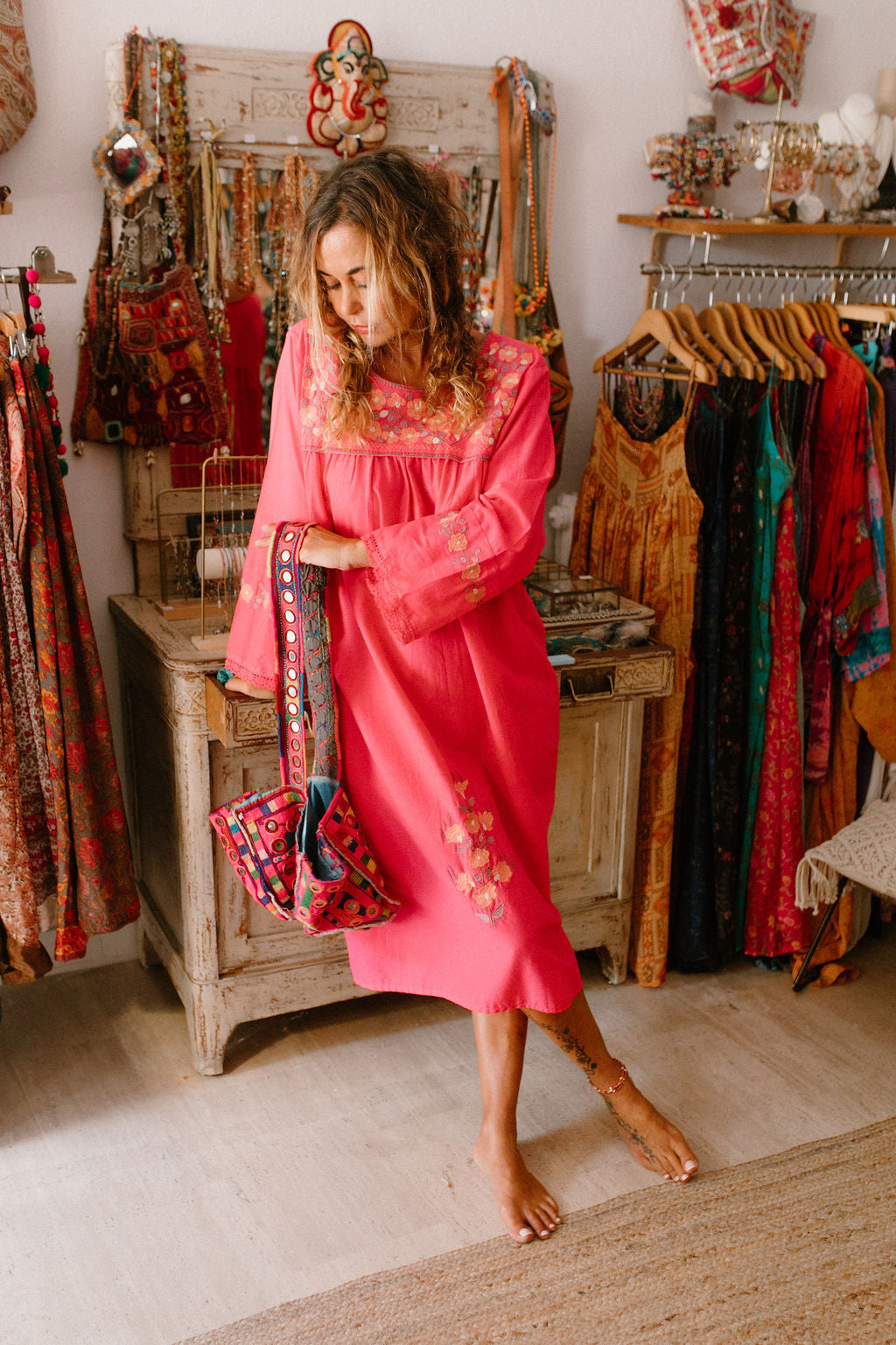 Tunique Longue Mexicaine Fuchsia