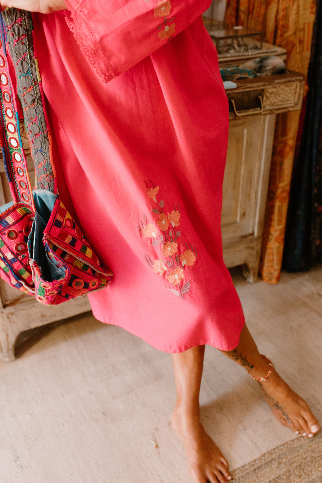 Tunique Longue Mexicaine Fuchsia