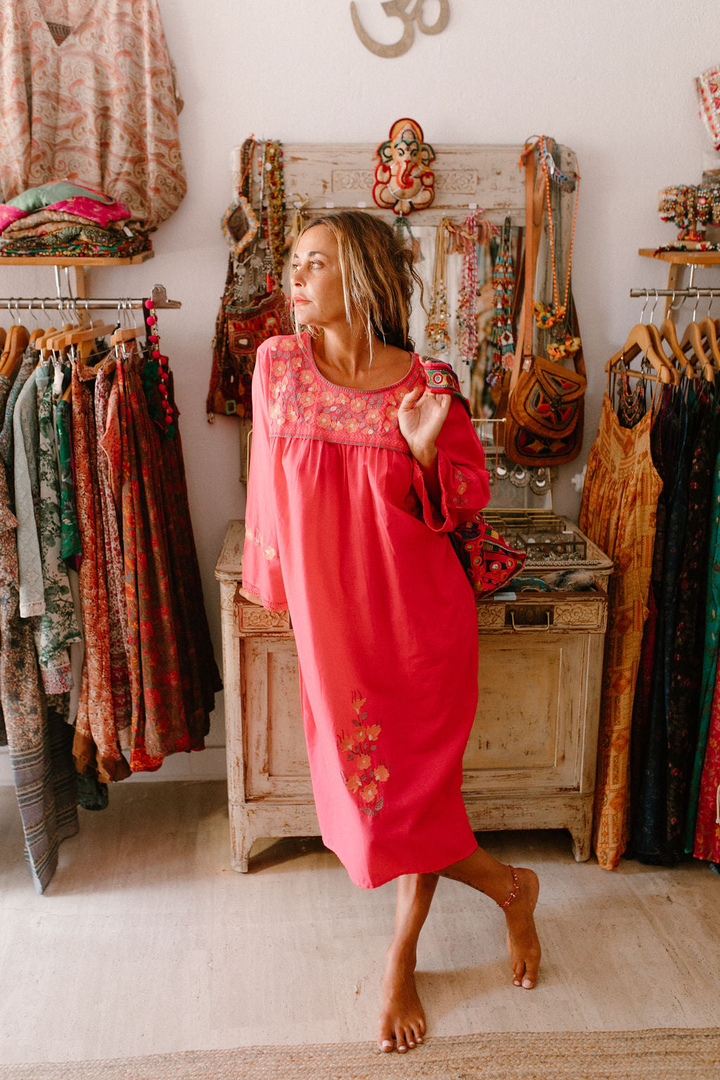 Tunique Longue Mexicaine Fuchsia