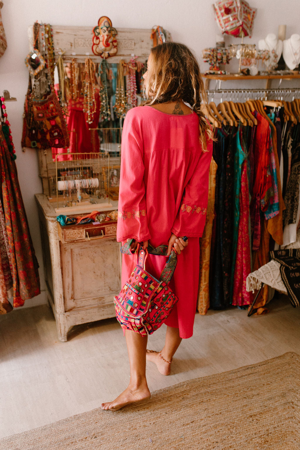 Tunique Longue Mexicaine Fuchsia