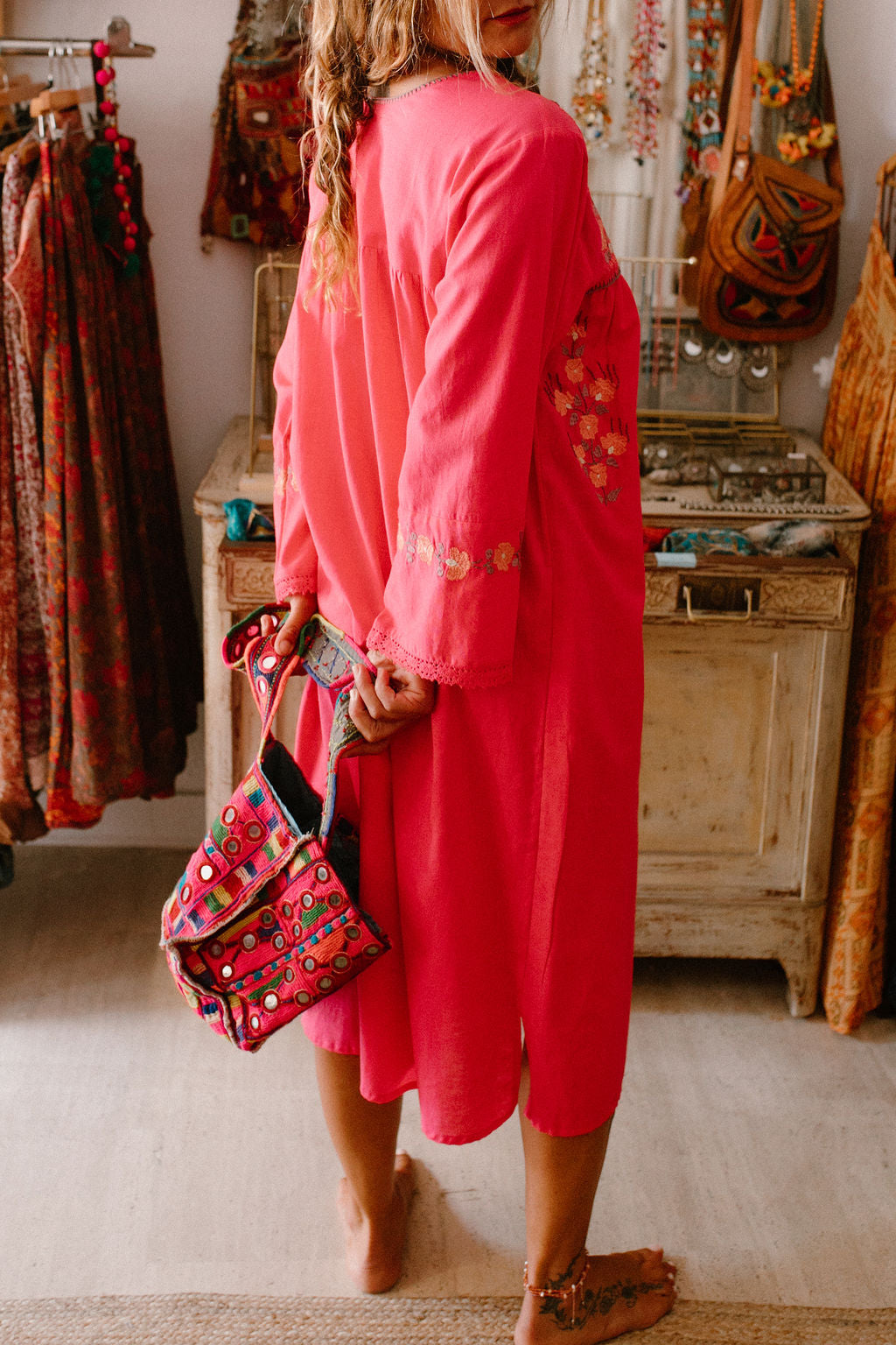 Tunique Longue Mexicaine Fuchsia