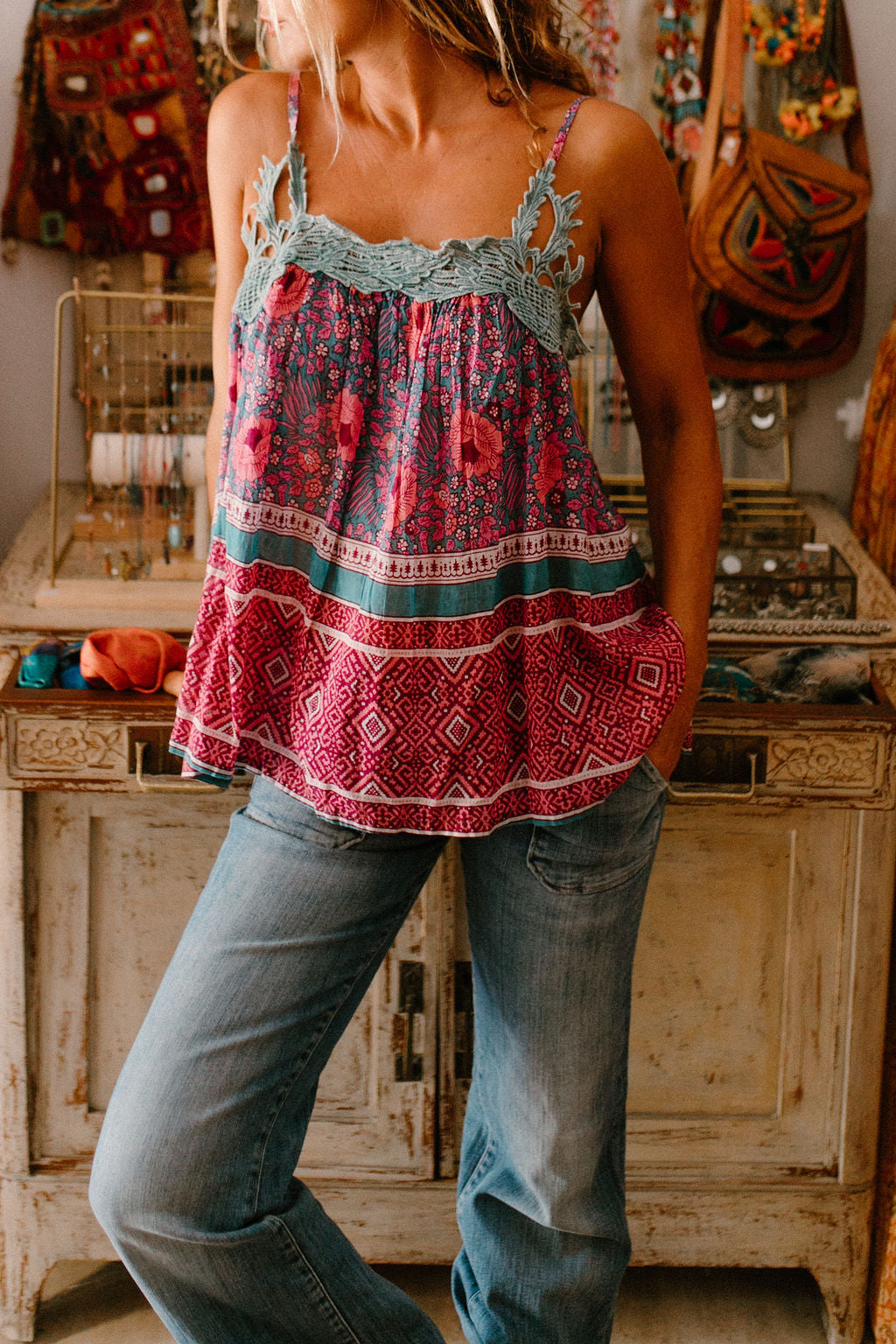 Ambre Top Vintage Print