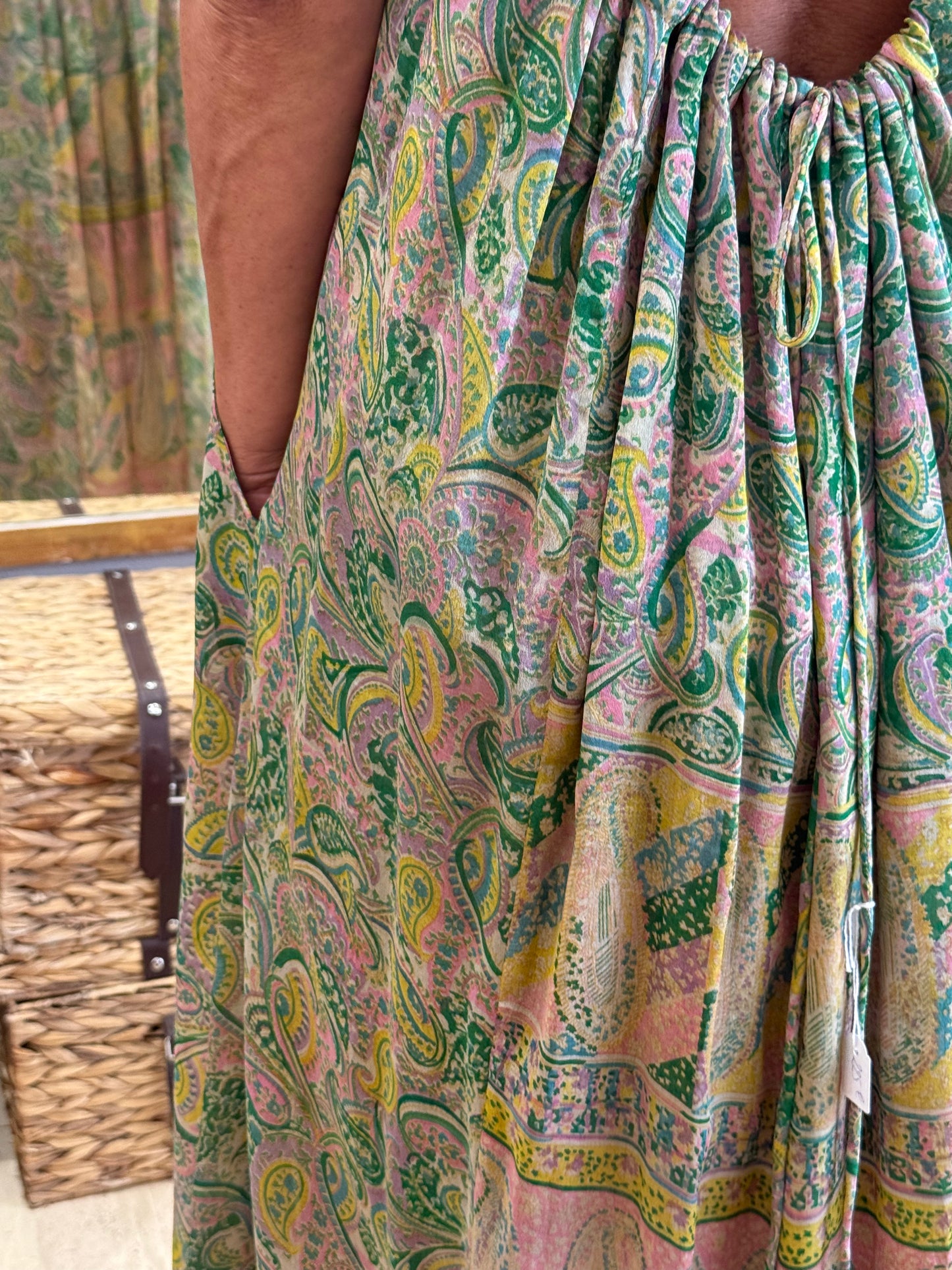 ROBE CAMELIA GREEN YELLOW AND BLUE
