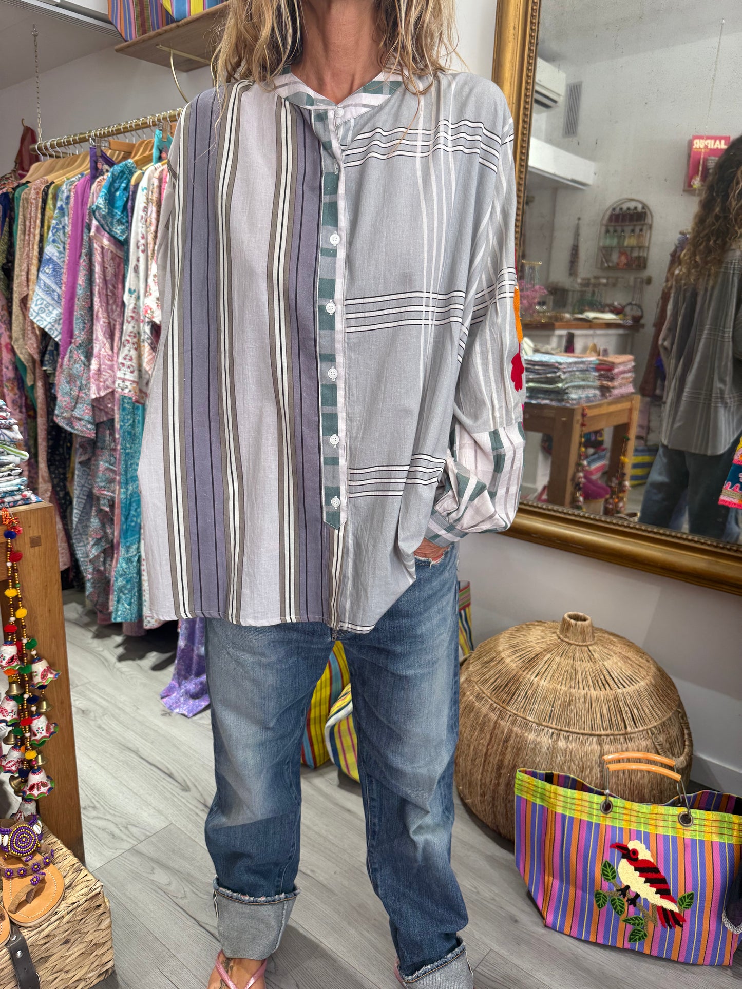 CHEMISE RAYÉE GREY