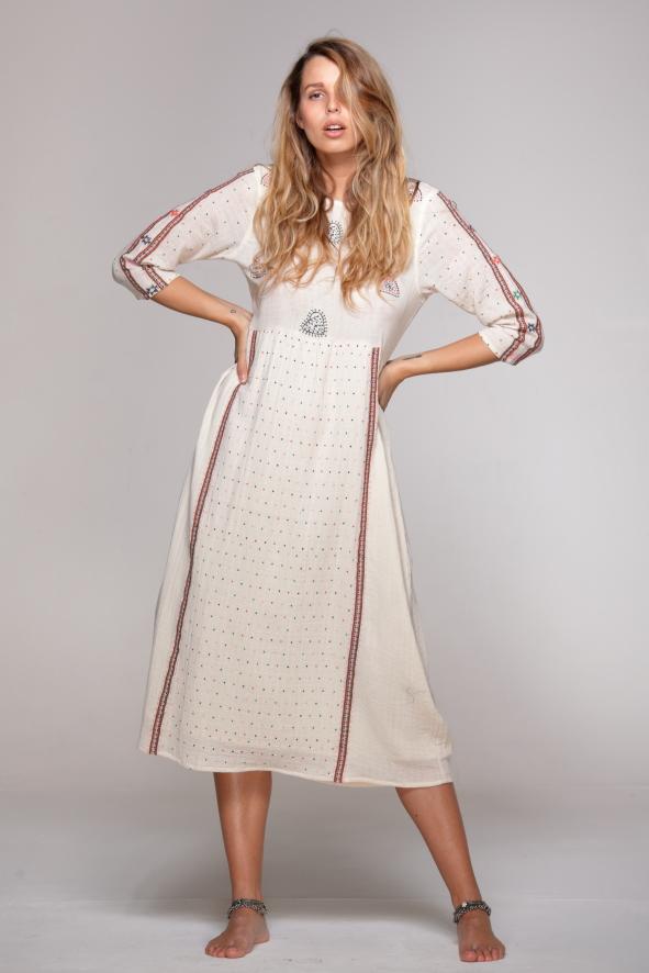 JOSY Dress Embroidered - Geraldine BLUE