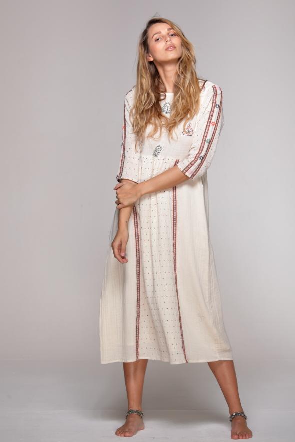 JOSY Dress Embroidered - Geraldine BLUE