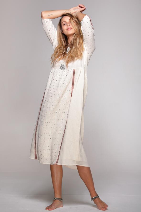 JOSY Dress Embroidered - Geraldine BLUE