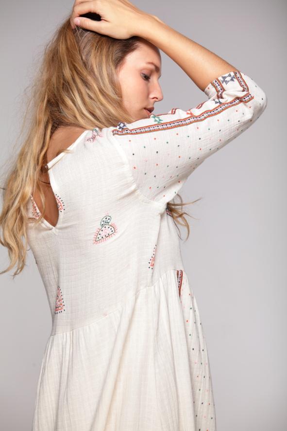 JOSY Dress Embroidered - Geraldine BLUE