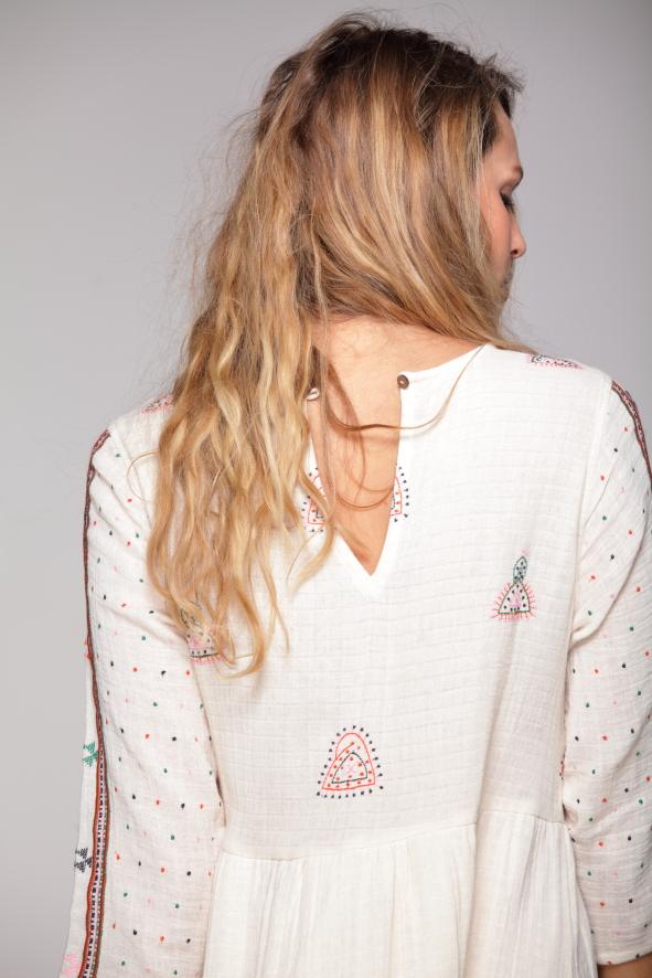 JOSY Dress Embroidered - Geraldine BLUE