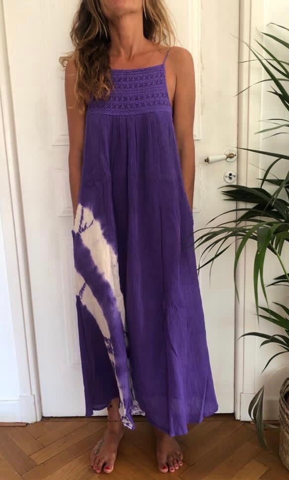 Camelia long Dress - Tie & Dye Aqua