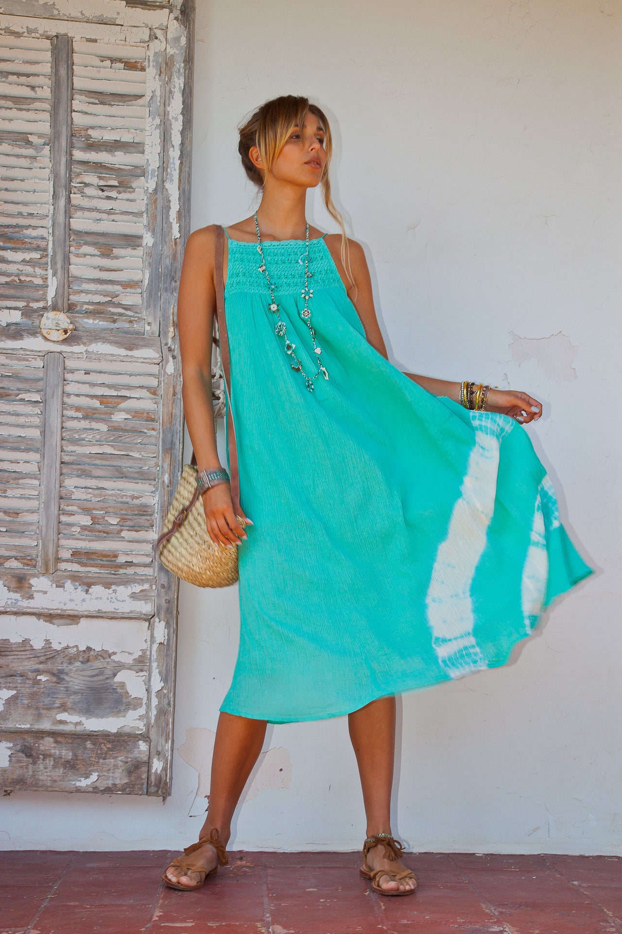 Camelia long Dress - Tie & Dye Aqua