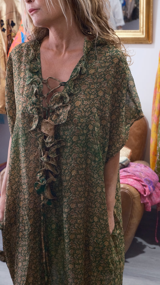 ROBE JABOT SOIE GREEN
