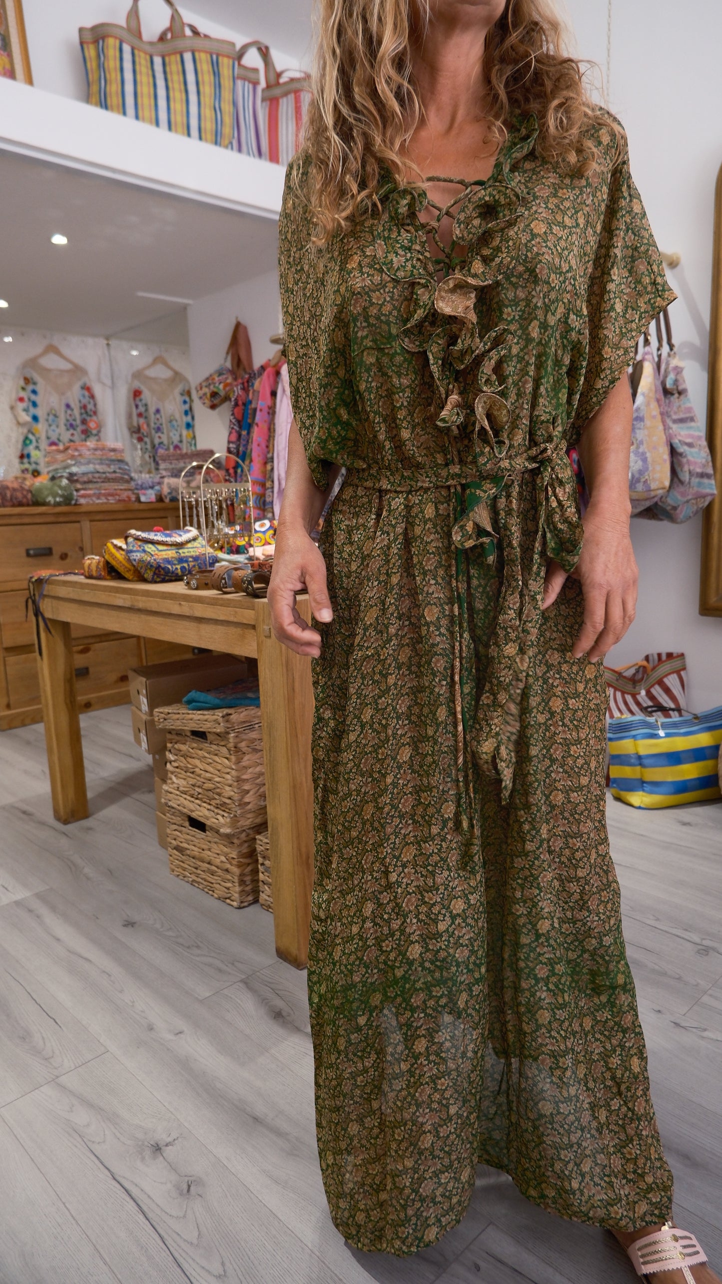 ROBE JABOT SOIE GREEN