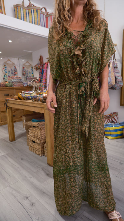 ROBE JABOT SOIE GREEN