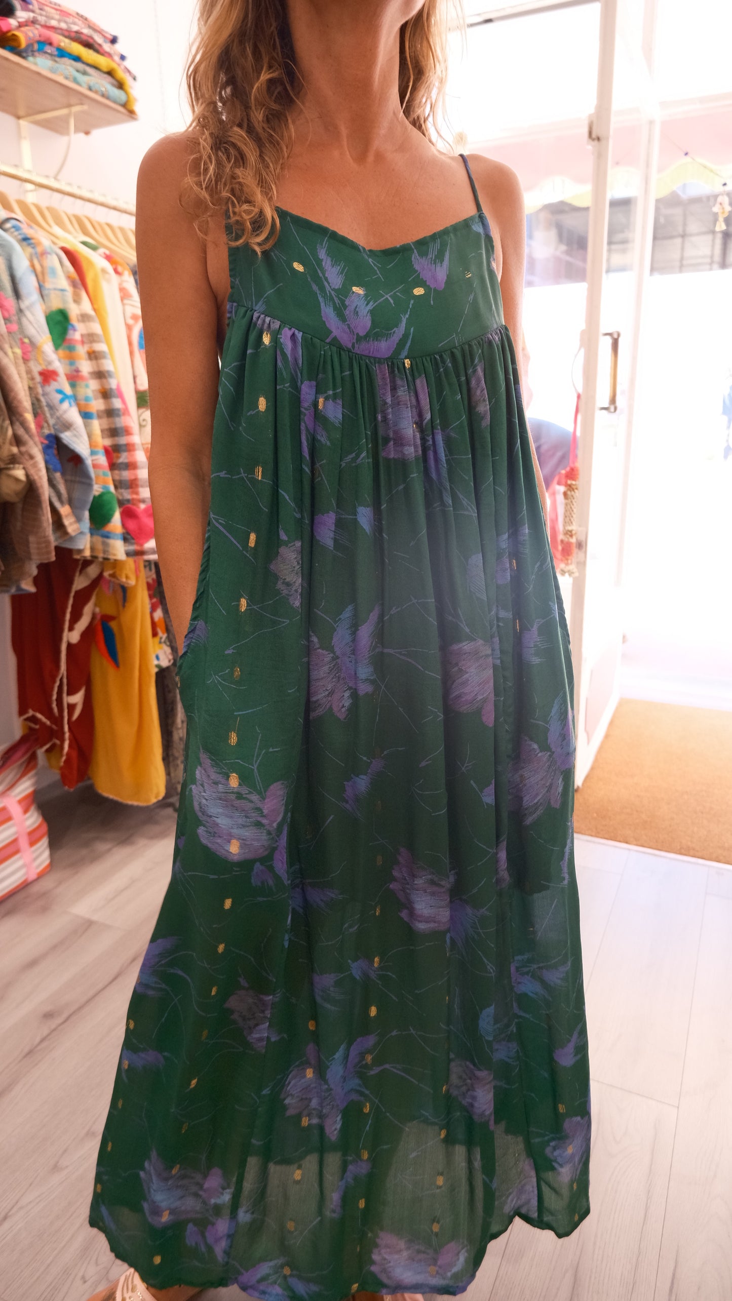 ROBE CAMELIA SILK GREEN