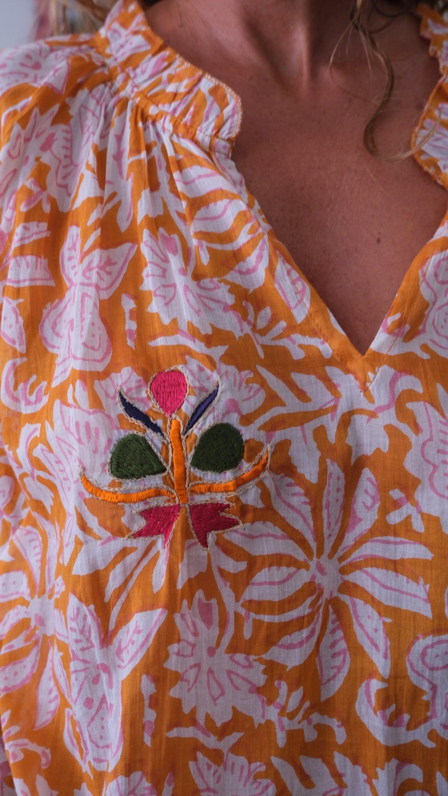 BLOUSE PAULA ORANGE PRINT