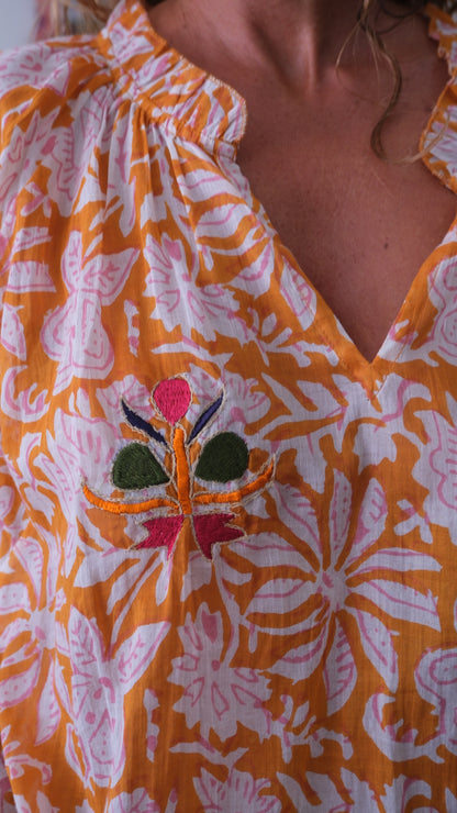 BLOUSE PAULA ORANGE PRINT