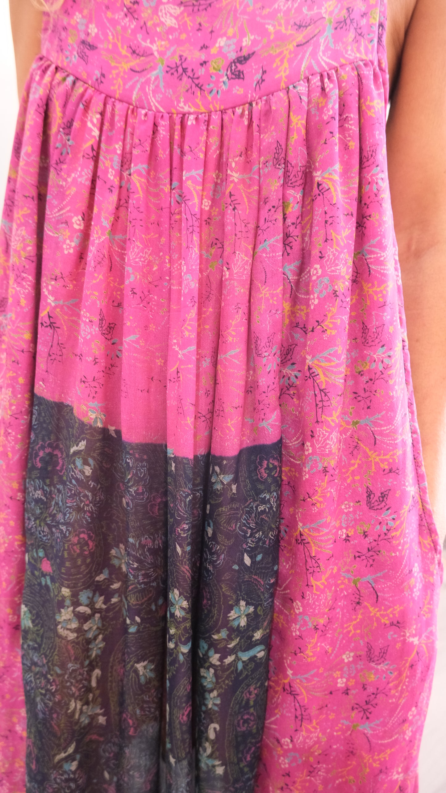 ROBE CAMELIA SILK PINK AND DARK BLUE