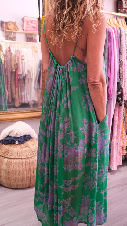 ROBE CAMELIA SILK GREEN