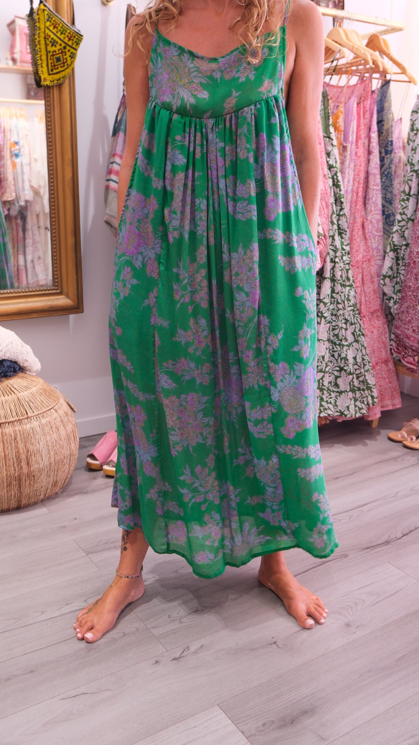 ROBE CAMELIA SILK GREEN