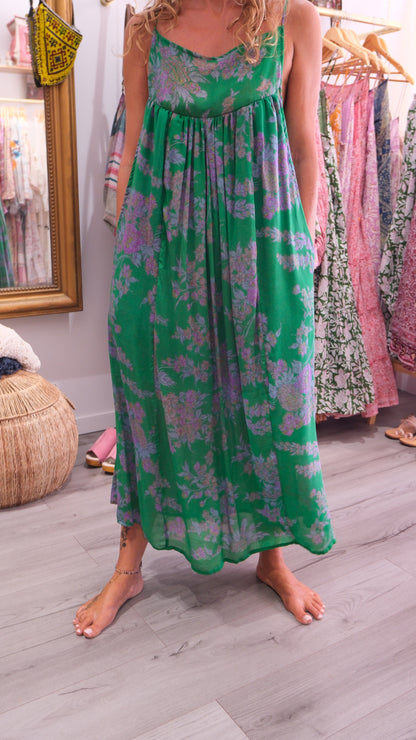 ROBE CAMELIA SILK GREEN
