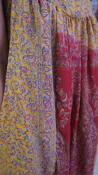 ROBE CAMELIA YELLOW AND RED