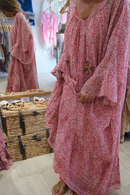 VERONIKA RED & PINK WITH EMBROIDERY