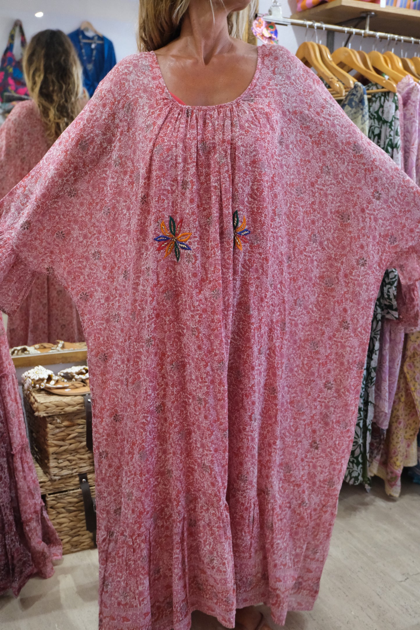 VERONIKA RED & PINK WITH EMBROIDERY