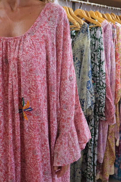 VERONIKA RED & PINK WITH EMBROIDERY