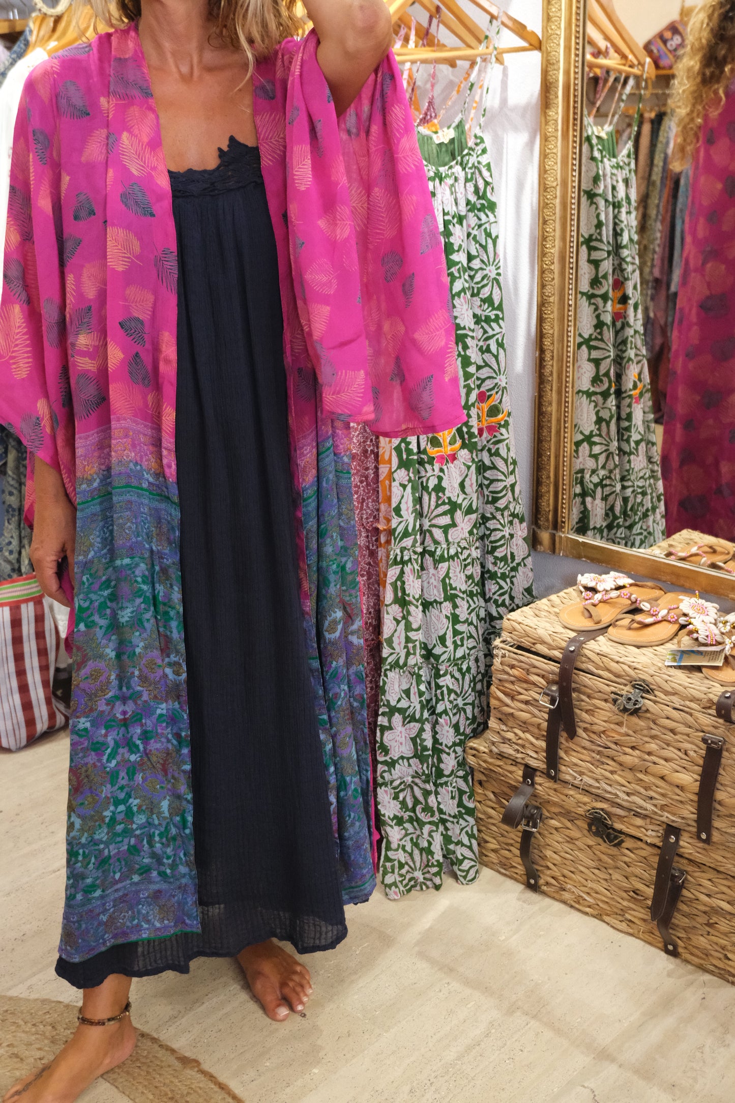 Kimono Silk Pink and Green
