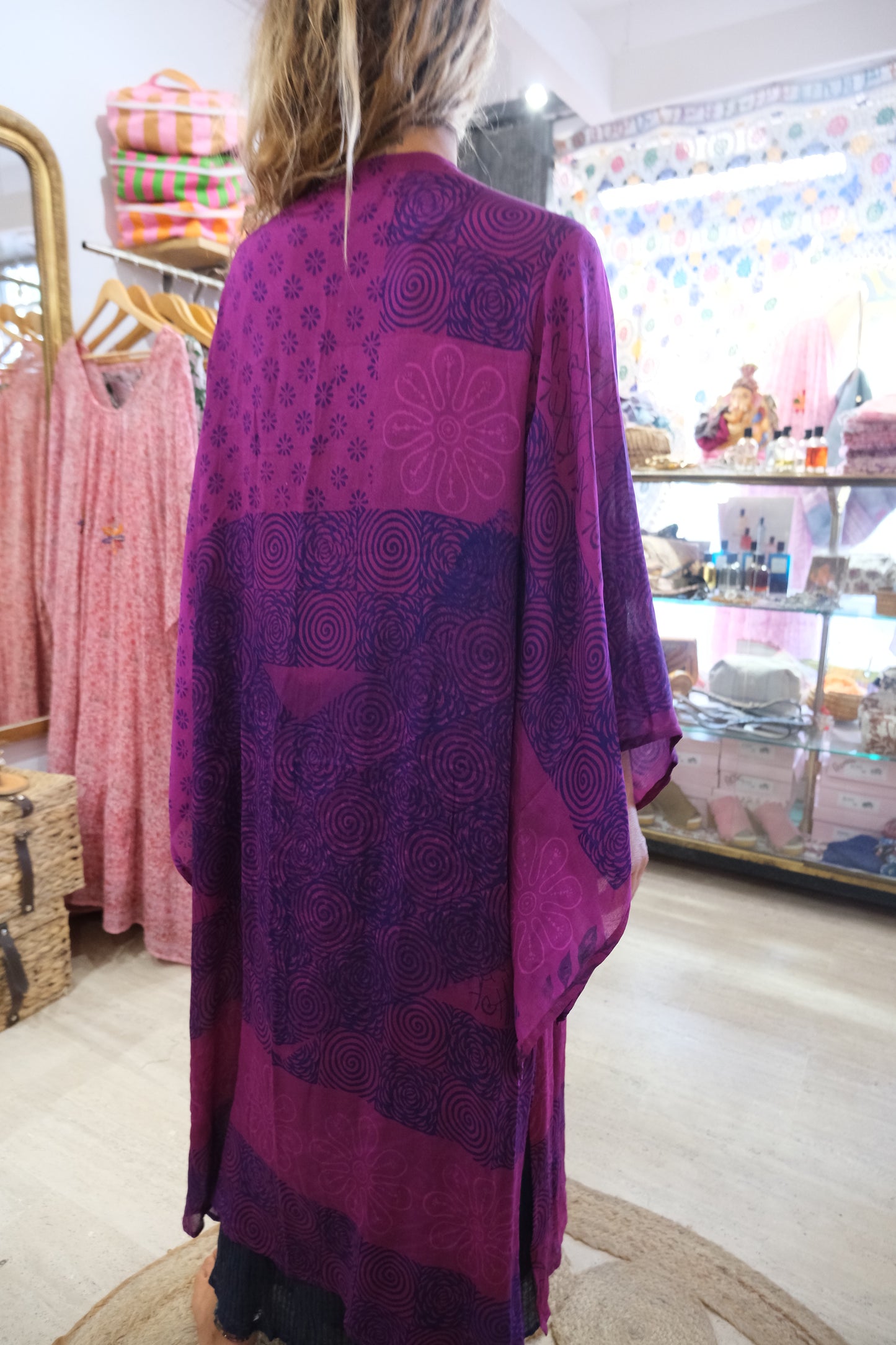 Kimono Silk Pink and Blue