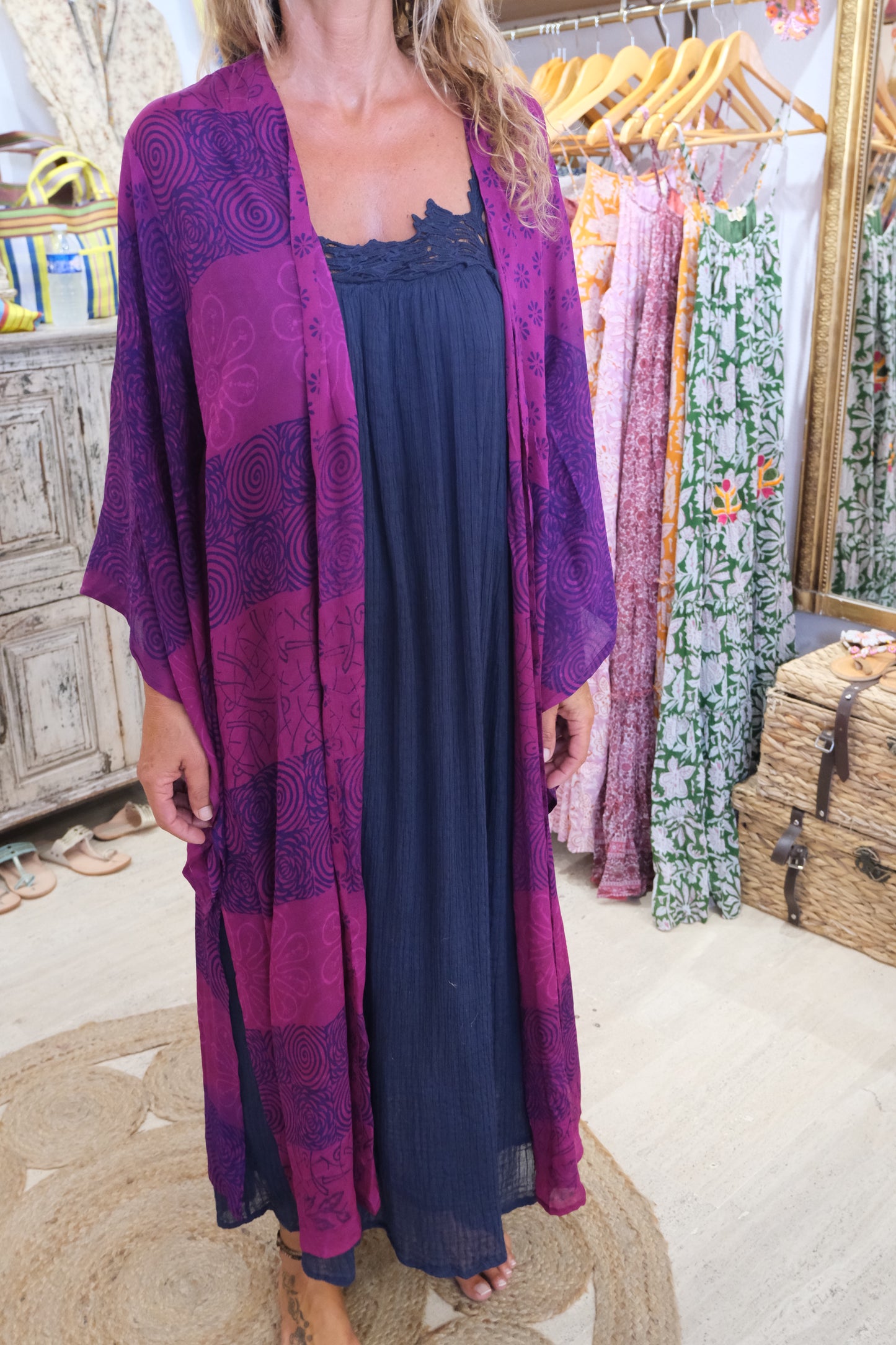 Kimono Silk Pink and Blue