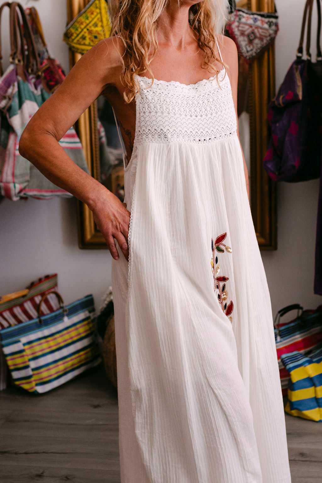 CAMELIA NATURAL WITH EMBROIDERY