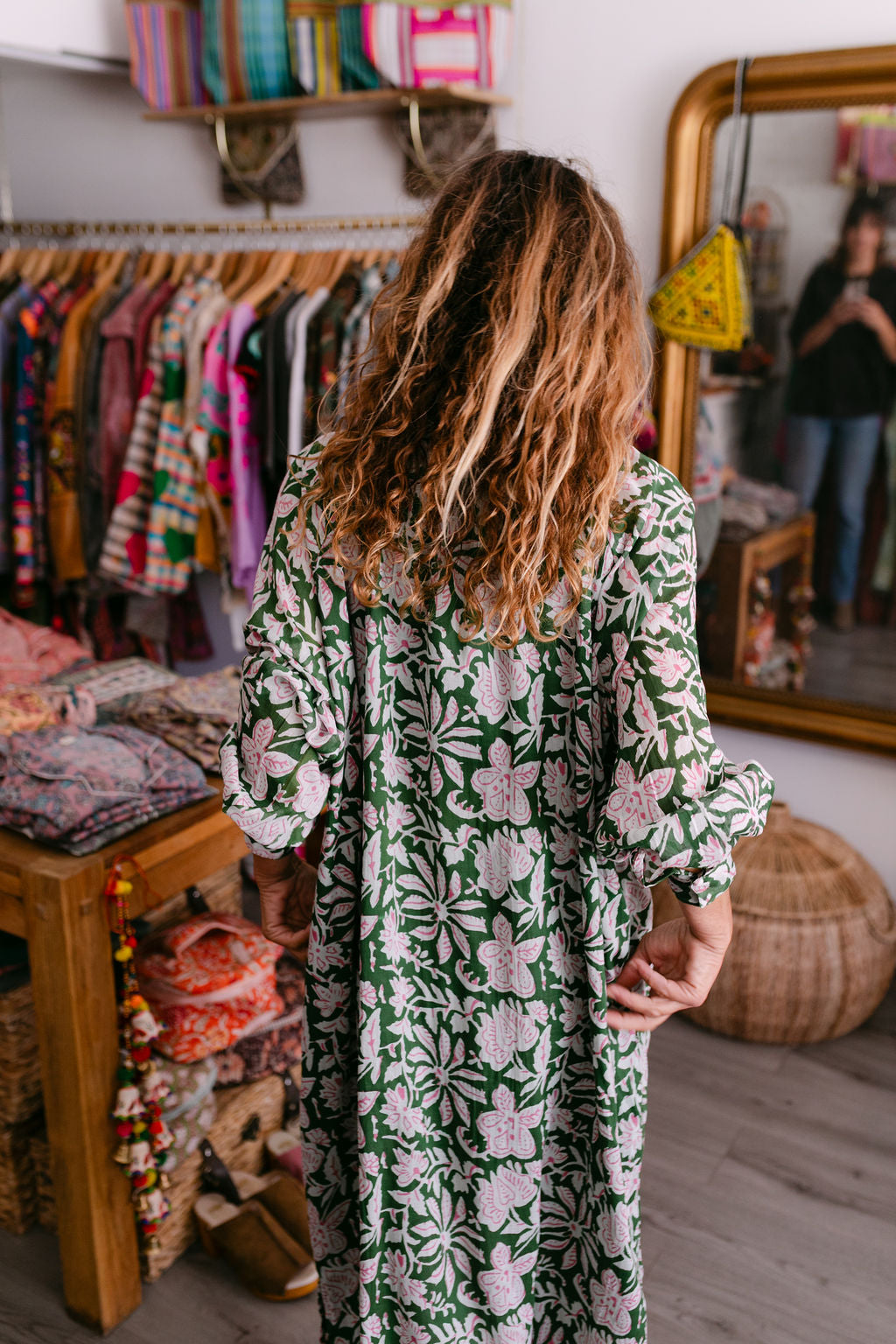 EMMA GREEN PRINT WITH EMBROIDERY