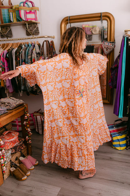 VERONIKA ORANGE PRINT WITH EMBROIDERY