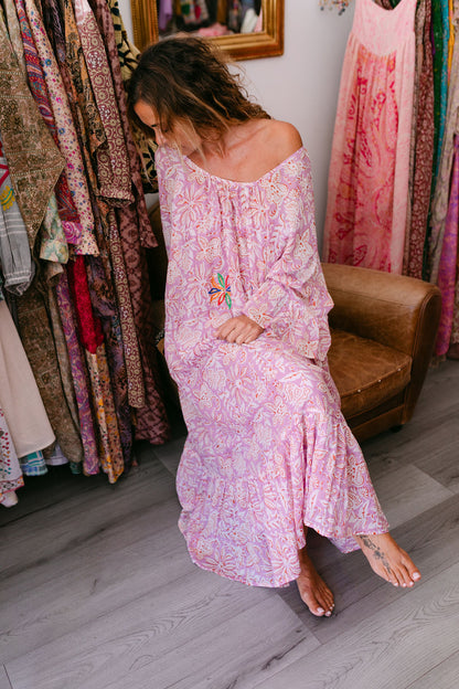 VERONIKA LILA PRINT WITH EMBROIDERY