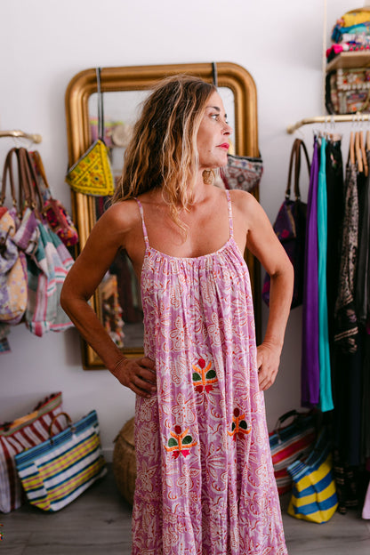 MILA LILA PRINT WITH EMBROIDERY