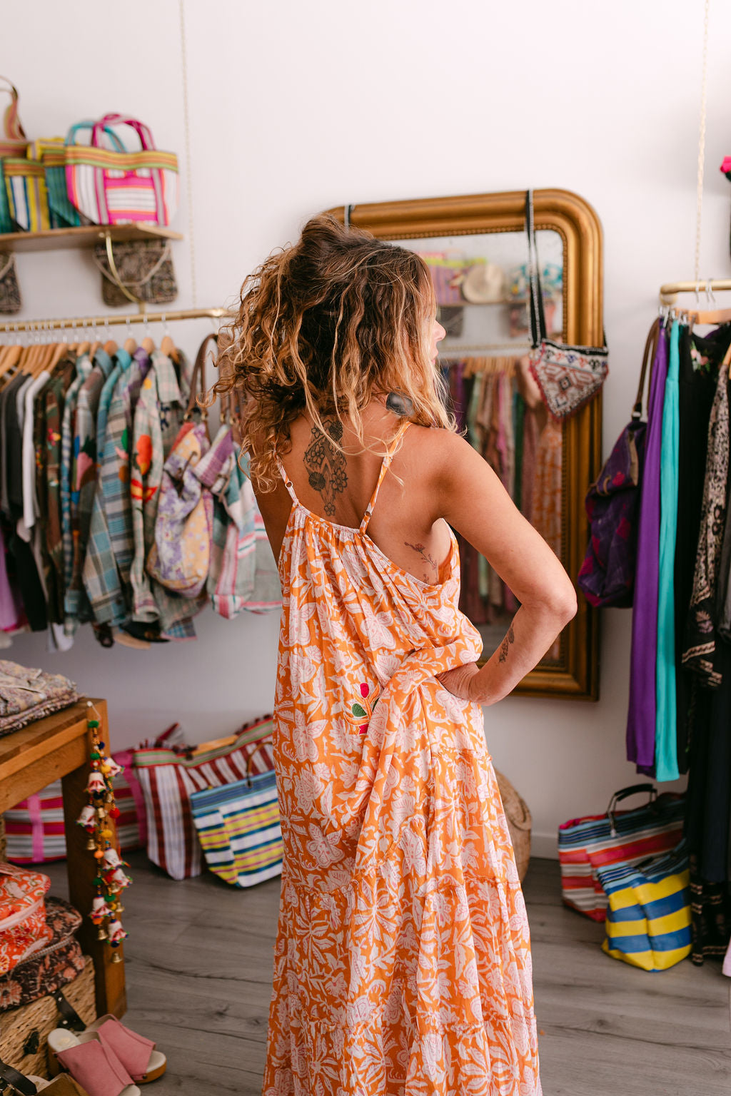 MILA ORANGE PRINT WITH EMBROIDERY