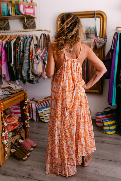 MILA ORANGE PRINT WITH EMBROIDERY