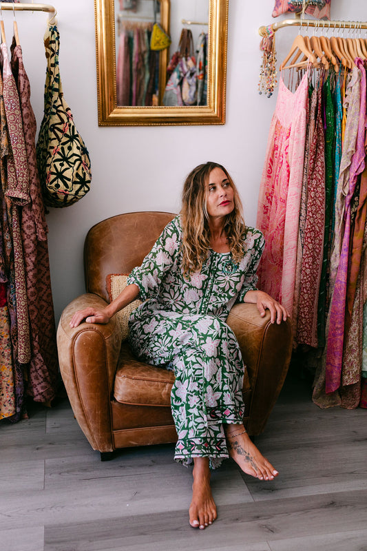 LOLA PANT GREEN PRINT