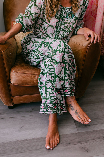 LOLA PANT GREEN PRINT