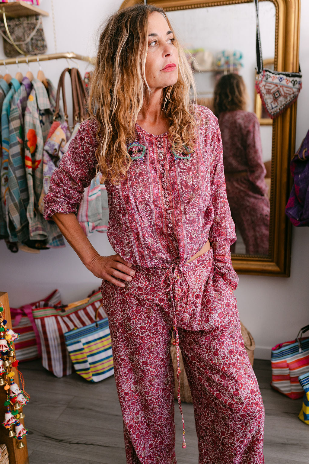 LOLA PANT BORDEAU PRINT