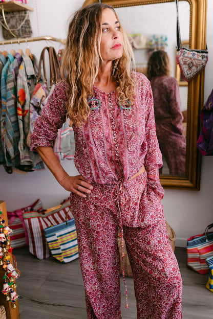 LOLA PANT BORDEAU PRINT