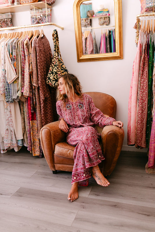 LOLA PANT BORDEAU PRINT