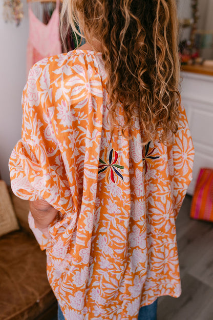 BLOUSE VIOLA ORANGE PRINT