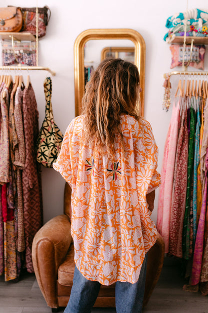 BLOUSE VIOLA ORANGE PRINT